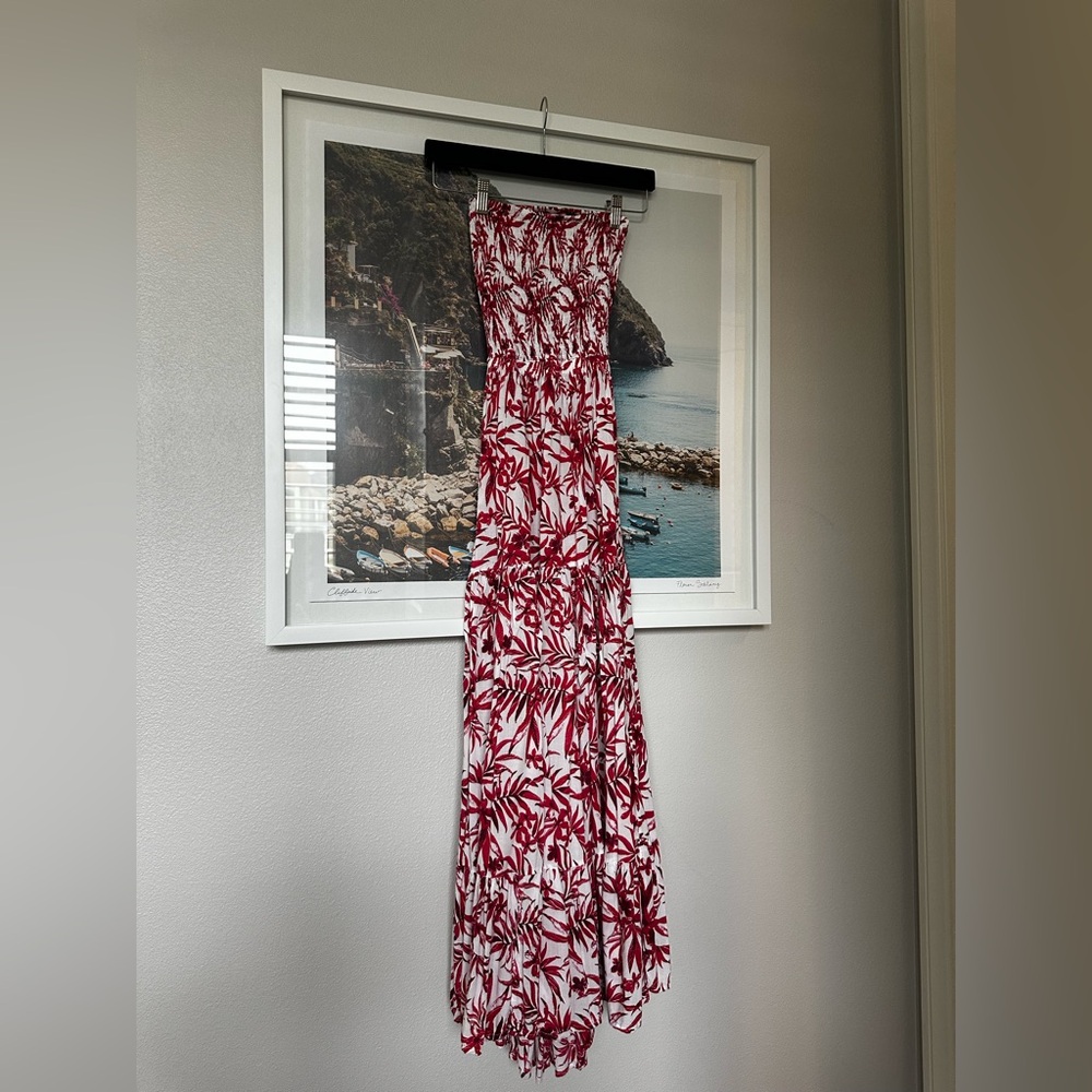 Tiare Hawaii Strapless Red and White Dress